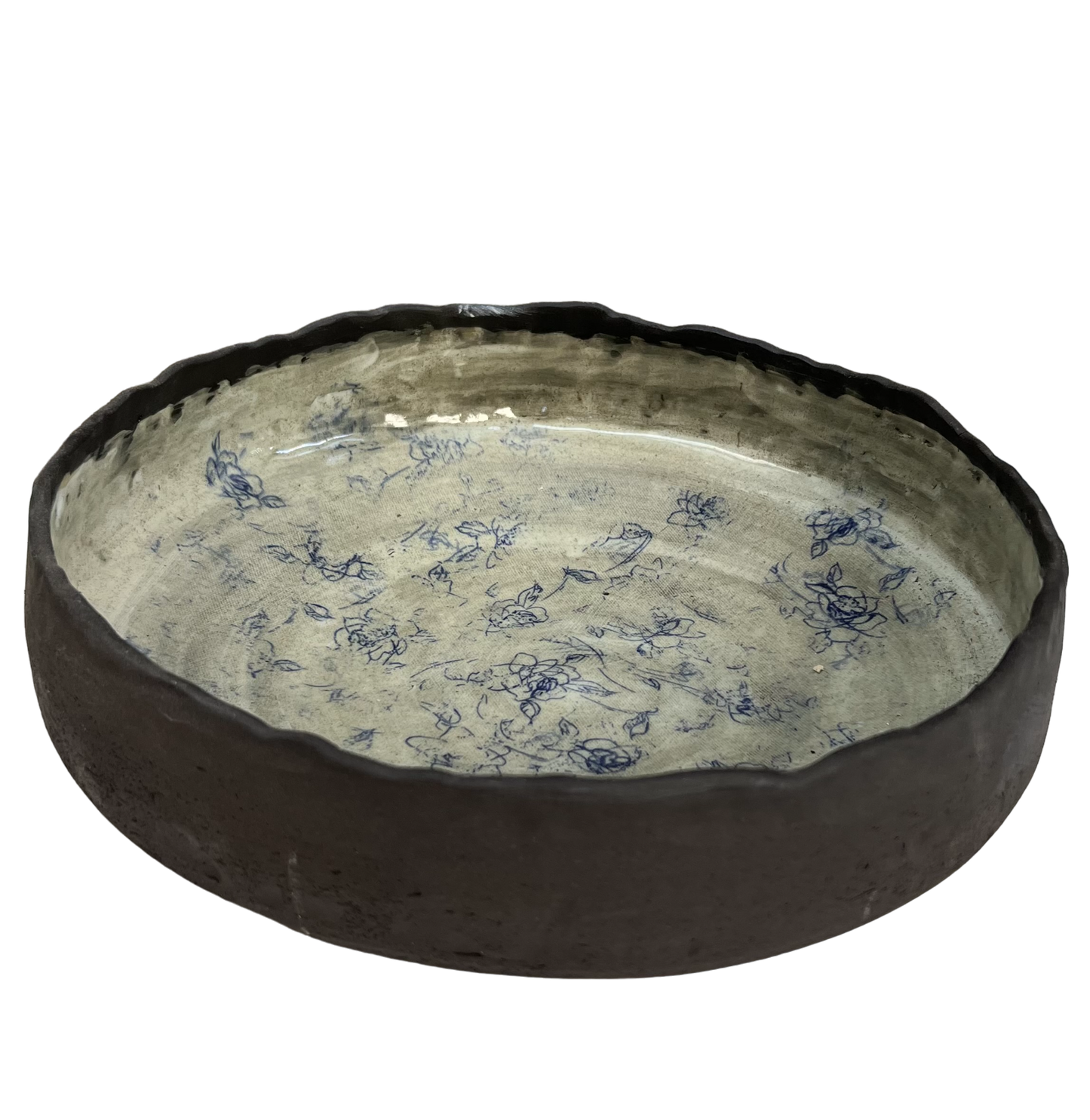 LARGE BLACK DECORATED BOWL