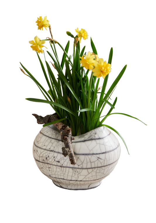 RAKU VASE, ROUND